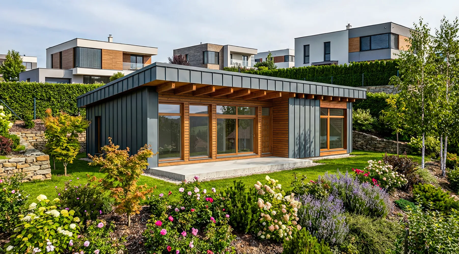 Nadčasový nízkoenergetický bungalov s interiérem z masivního roubení